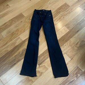 7 for all mankind dark denim boot, cut jeans